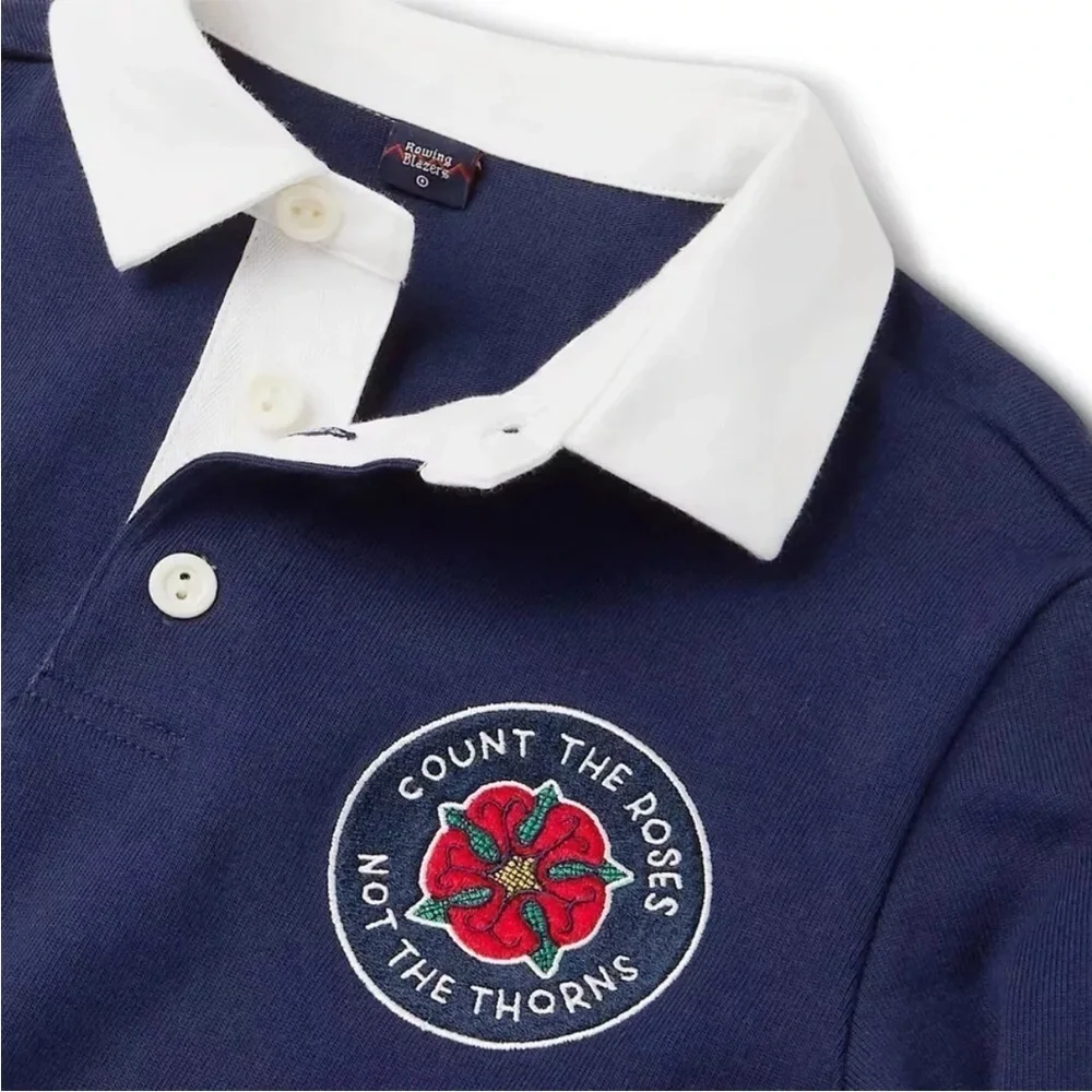 Rowing Blazers Target Kids Rose Print Long Sleeve Rugby Shirt